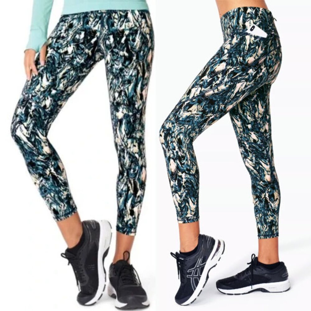 Sweaty Betty The Power Pocket Workout 7/8 Leggings S Blue Marble Print Teal $108